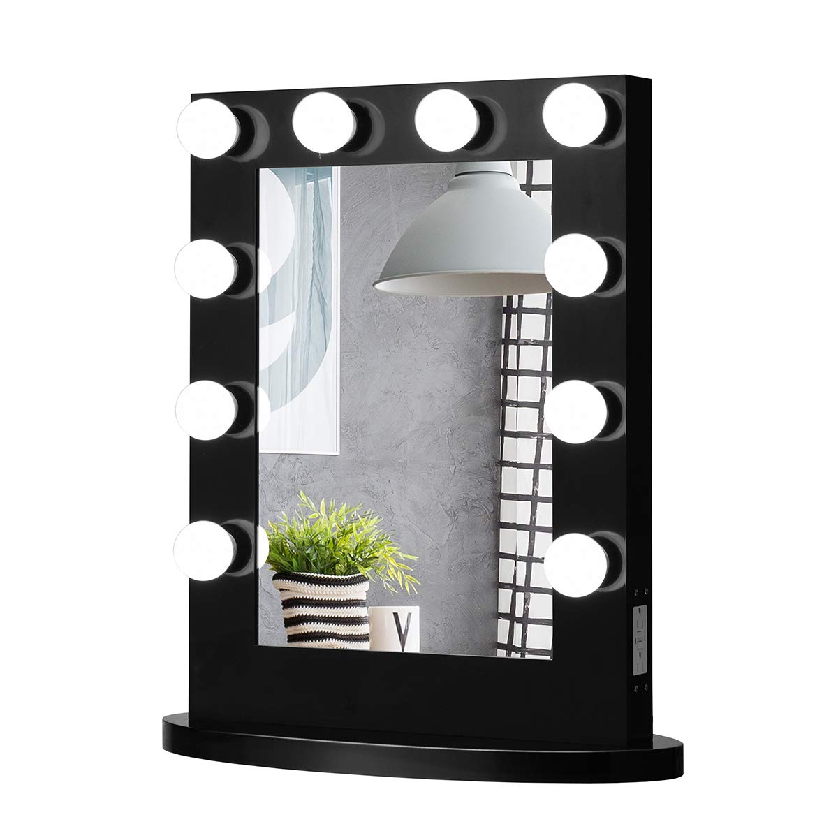 Tangkula Miroir de Maquillage Hollywood avec Lumières, Miroir Cosmétique sur Pied avec Base Détachable